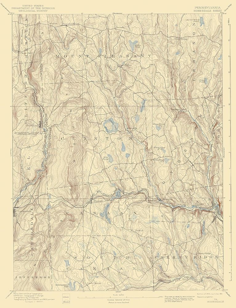 Honesdale Pennsylvania Quad - USGS 1892 art print by USGS for $57.95 CAD