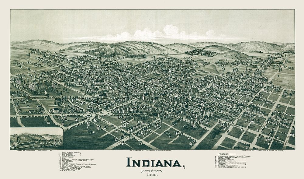 Indiana Pennsylvania - Fowler 1900  art print by Fowler for $57.95 CAD