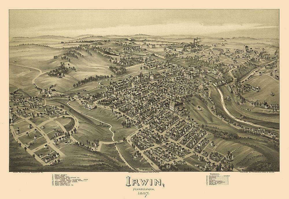 Irwin Pennsylvania - Fowler 1897  art print by Fowler for $57.95 CAD
