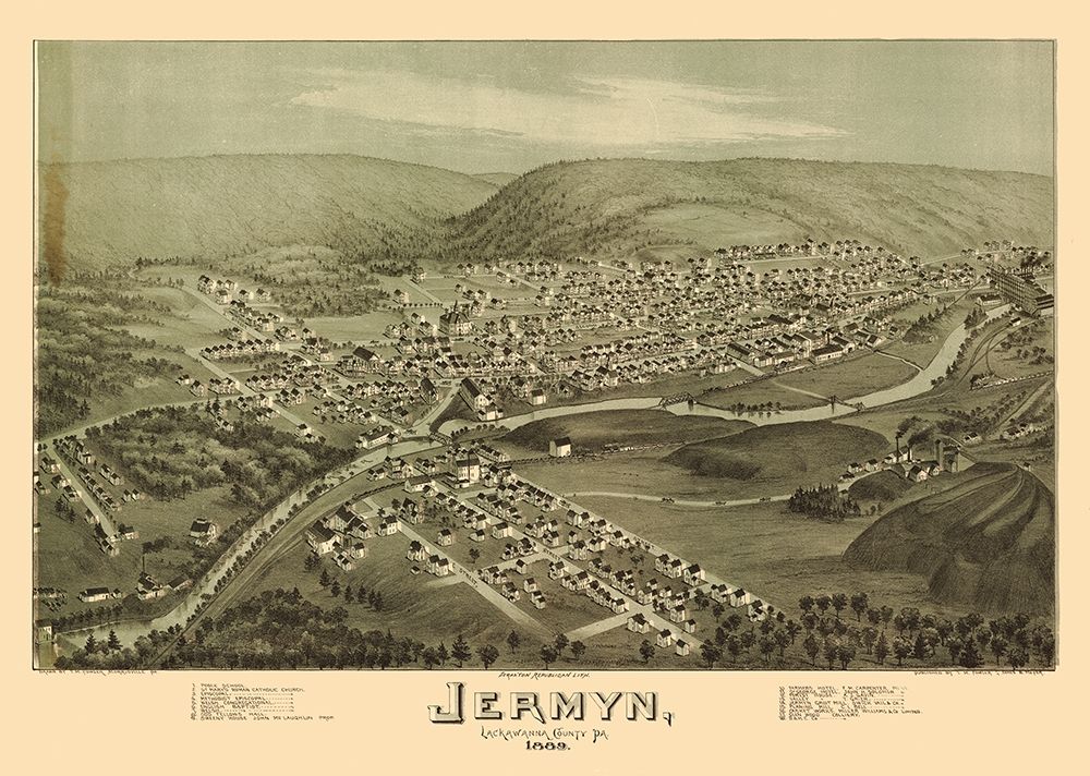 Jermyn Pennsylvania - Fowler 1889  art print by Fowler for $57.95 CAD