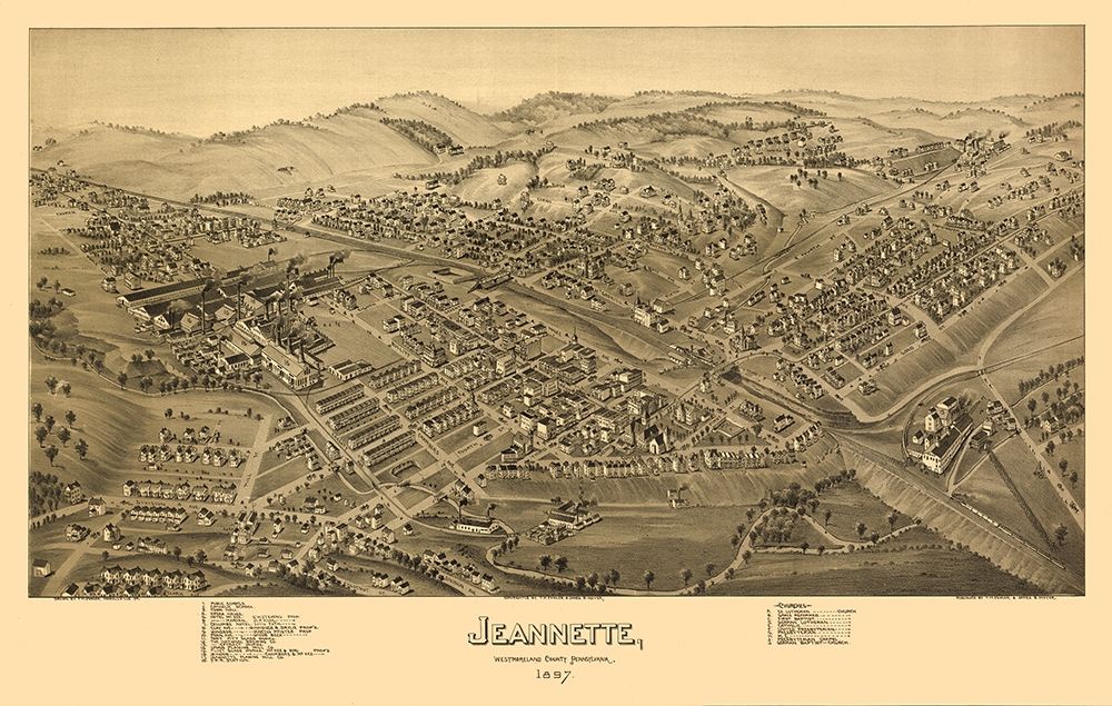 Jeannette Pennsylvania - Fowler 1897  art print by Fowler for $57.95 CAD