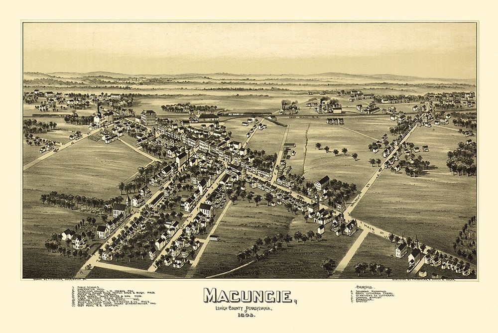 Macungie Pennsylvania - Fowler 1893  art print by Fowler for $57.95 CAD