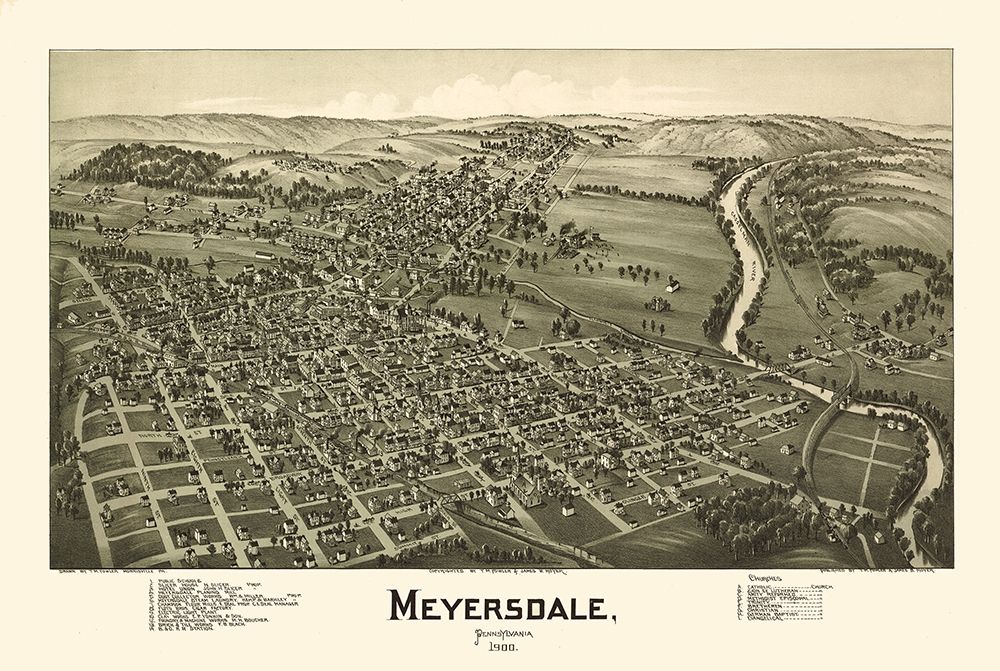 Meyersdale Pennsylvania - Fowler 1900  art print by Fowler for $57.95 CAD