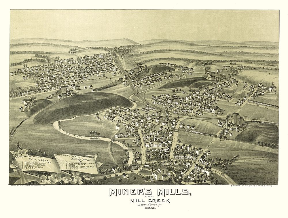 Miners Mills Mill Creek Pennsylvania - Fowler 1892  art print by Fowler for $57.95 CAD