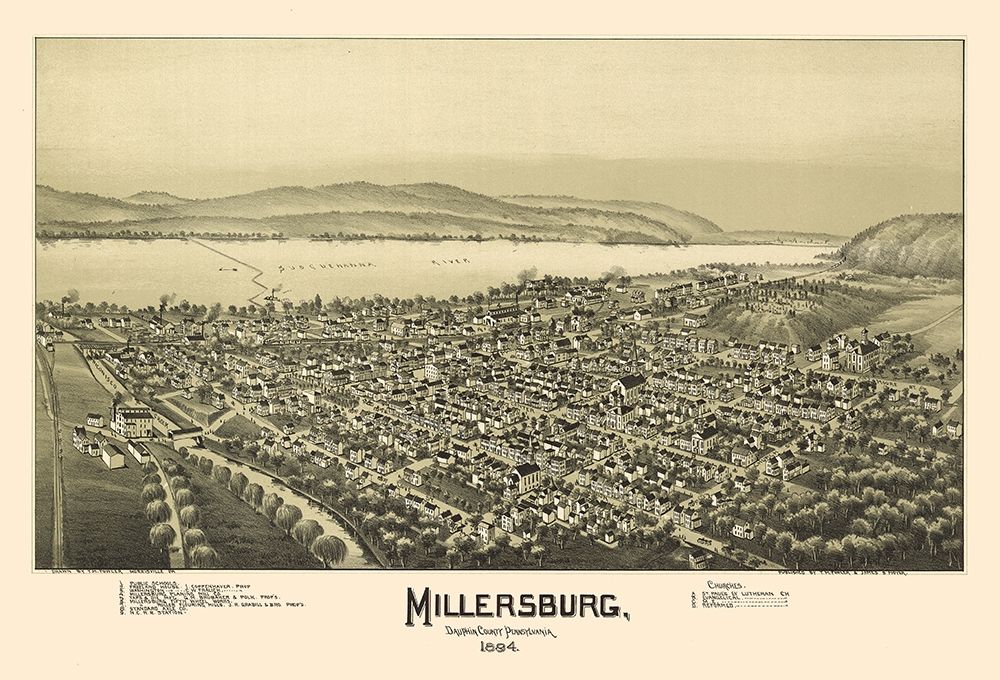 Millersburg Pennsylvania - Fowler 1894  art print by Fowler for $57.95 CAD