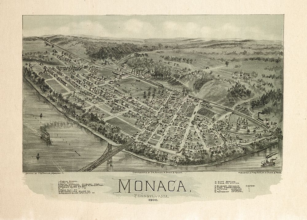 Monaca Pennsylvania - Fowler 1900  art print by Fowler for $57.95 CAD
