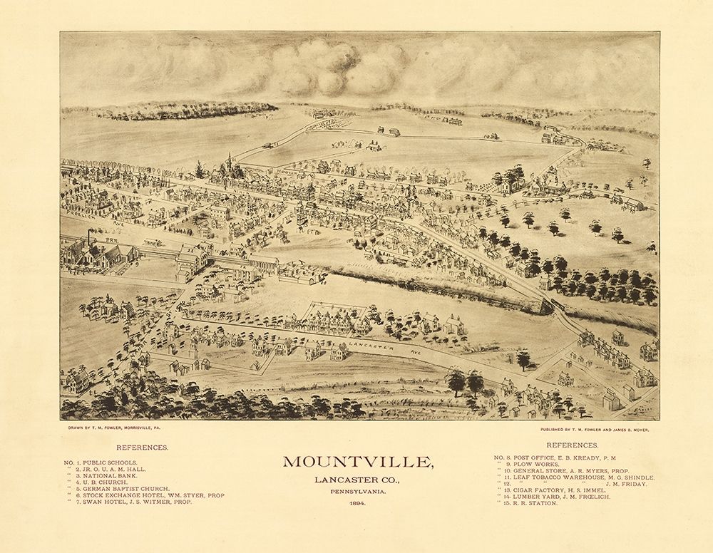 Mountville Pennsylvania - Fowler 1894  art print by Fowler for $57.95 CAD