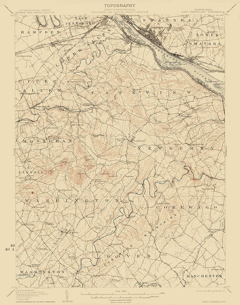 New Cumberland Pennsylvania Quad - USGS 1906 art print by USGS for $57.95 CAD