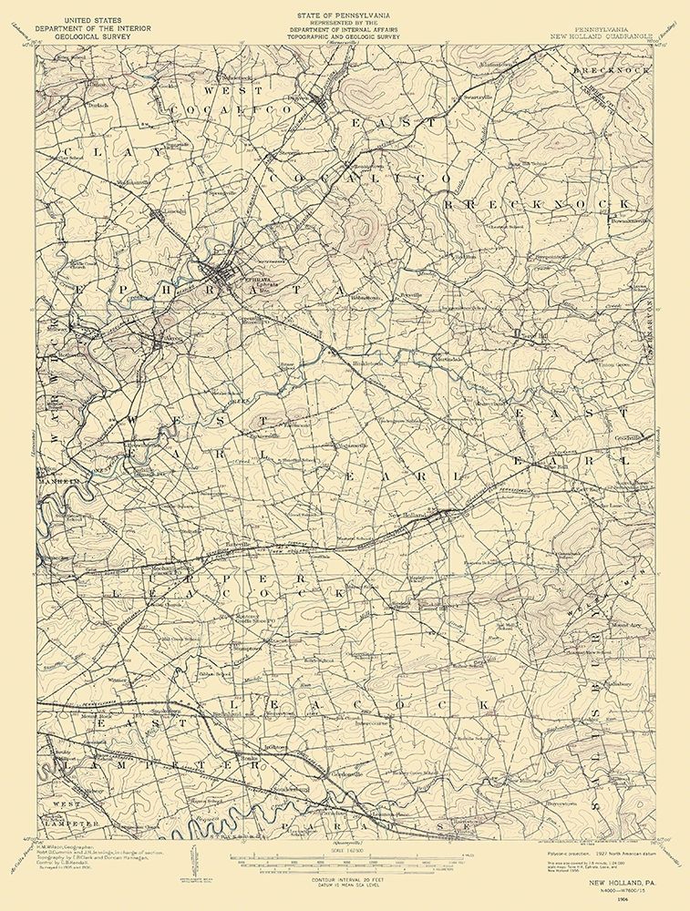 New Holland Pennsylvania Quad - USGS 1906 art print by USGS for $57.95 CAD