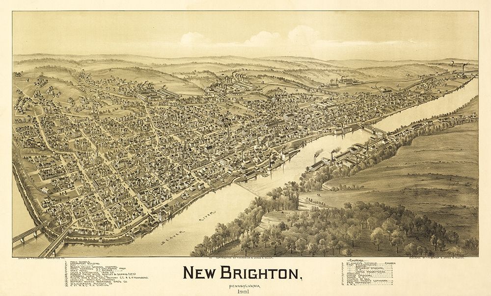 New Brighton Pennsylvania - Fowler 1901  art print by Fowler for $57.95 CAD