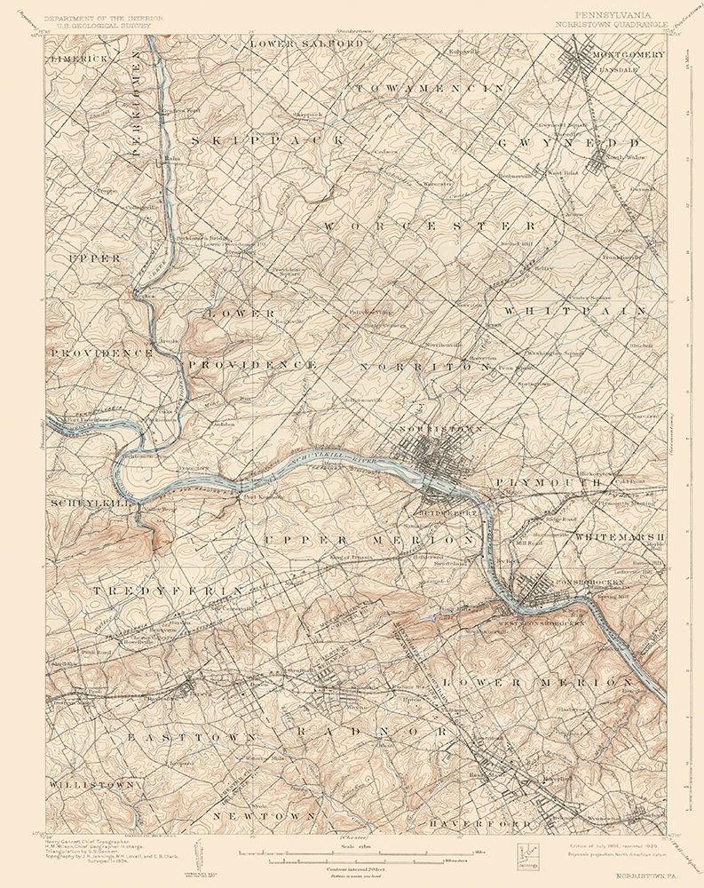 Norristown Pennsylvania Quad - USGS 1895 art print by USGS for $57.95 CAD