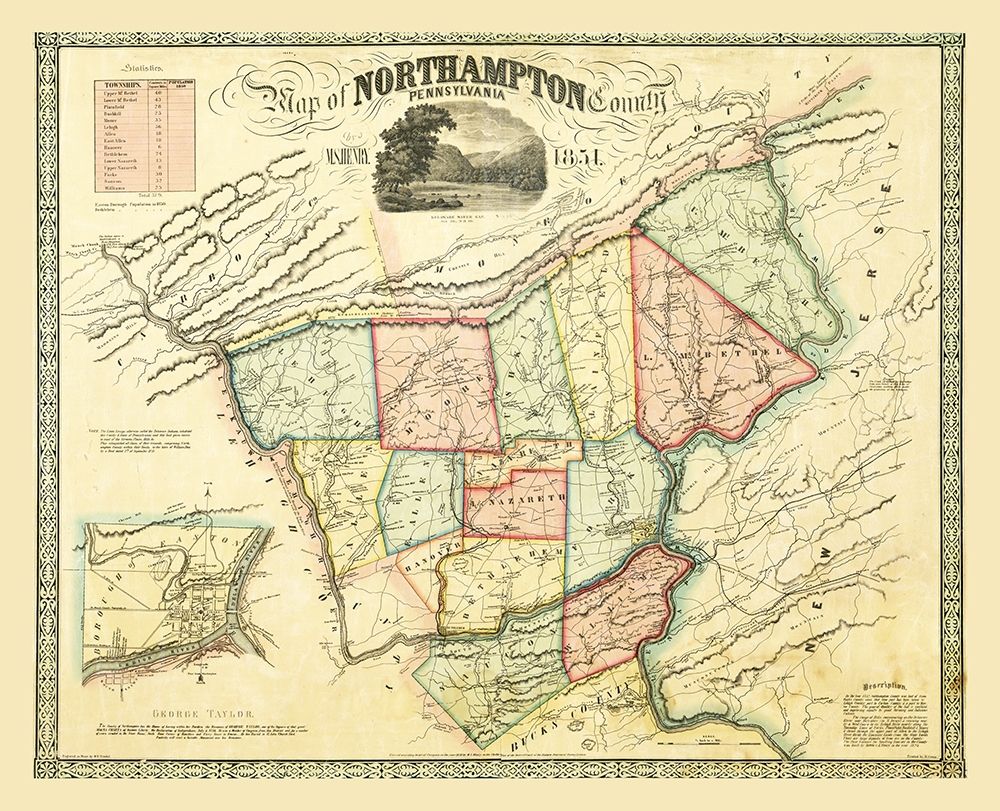 Northampton County Pennsylvania - Taylor 1851 art print by Taylor for $57.95 CAD