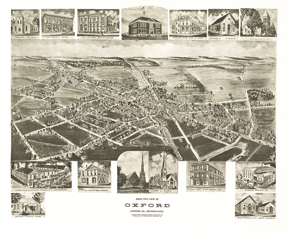 Oxford Pennsylvania - Fowler 1907  art print by Fowler for $57.95 CAD