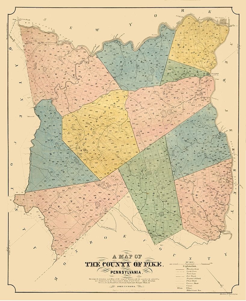 Pike County Pennsylvania - Cross 1856 art print by Cross for $57.95 CAD