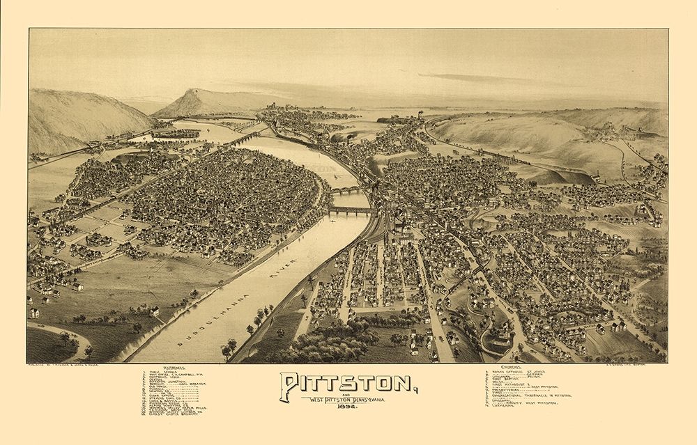 Pittston Pennsylvania - Moyer 1892  art print by Moyer for $57.95 CAD