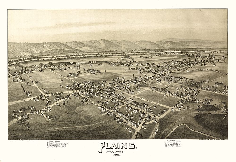 Plains Pennsylvania - Fowler 1892  art print by Fowler for $57.95 CAD