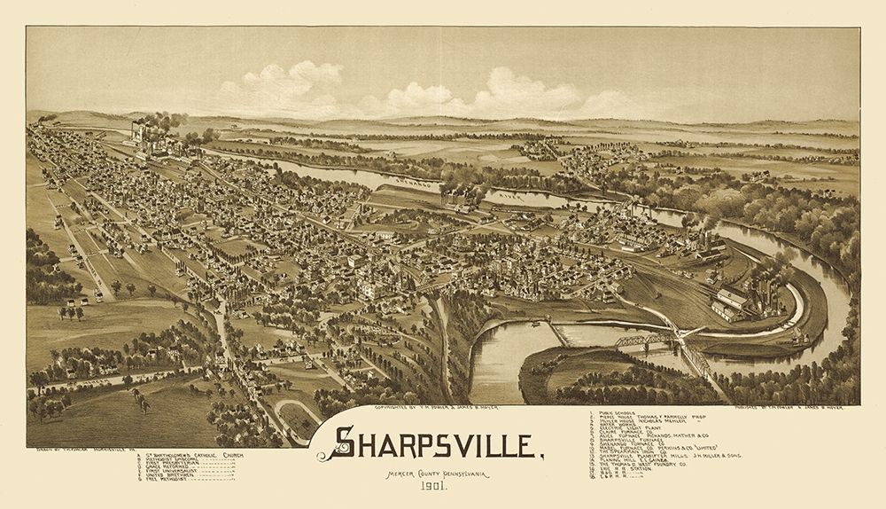 Sharpsville Pennsylvania - Fowler 1901  art print by Fowler for $57.95 CAD