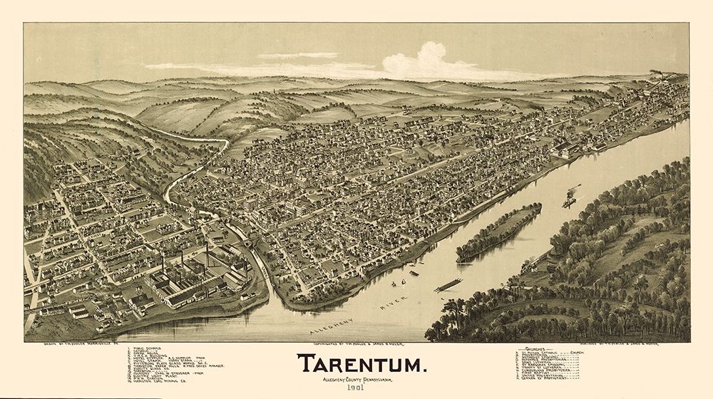 Tarentum Pennsylvania - Fowler 1901  art print by Fowler for $57.95 CAD