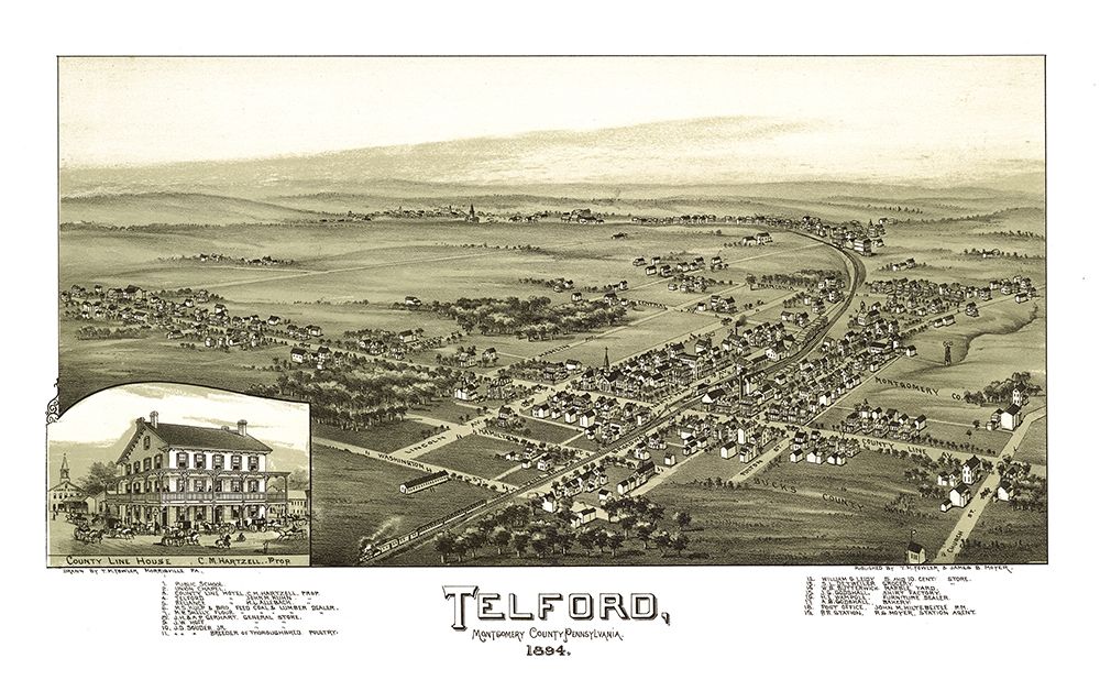 Telford Pennsylvania - Fowler 1894  art print by Fowler for $57.95 CAD
