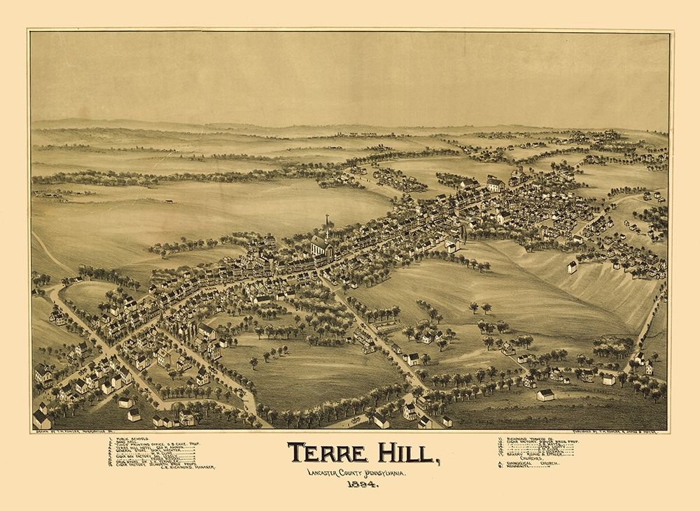 Terre Hill Pennsylvania - Fowler 1894  art print by Fowler for $57.95 CAD
