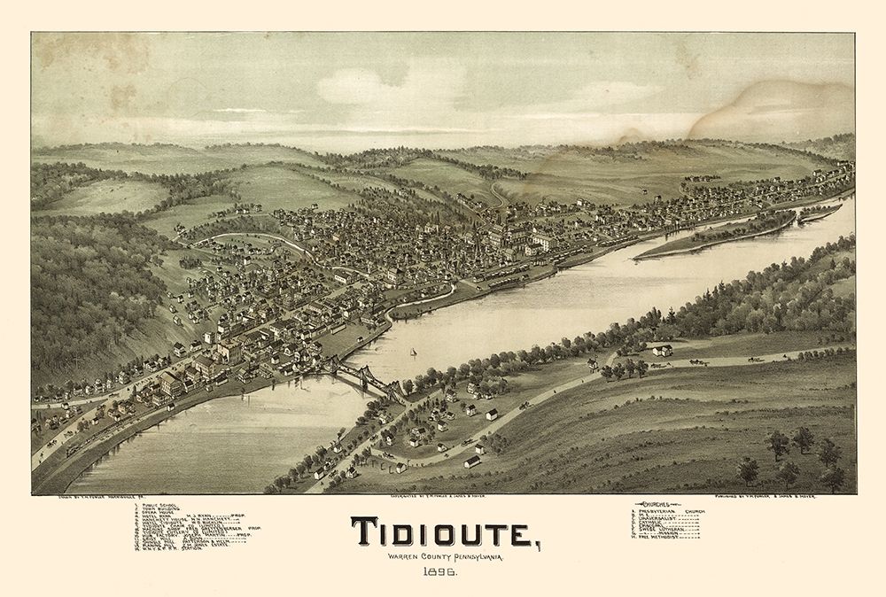 Tidioute Pennsylvania - Fowler 1896  art print by Fowler for $57.95 CAD