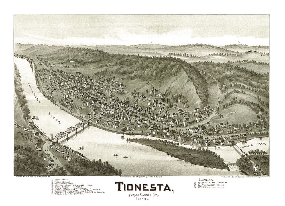 Tionesta Pennsylvania - Fowler 1896  art print by Fowler for $57.95 CAD