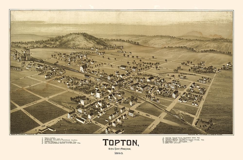 Topton Pennsylvania - Fowler 1893  art print by Fowler for $57.95 CAD