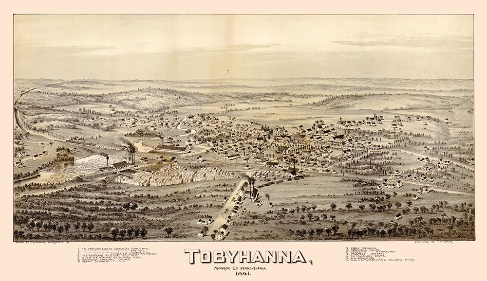 Tobyhanna Pennsylvania - Fowler 1891  art print by Fowler for $57.95 CAD