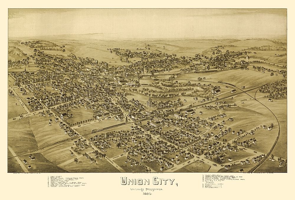 Union City Pennsylvania - Fowler 1895  art print by Fowler for $57.95 CAD