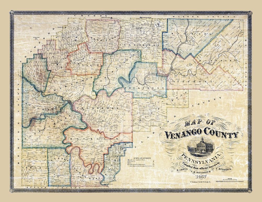 Venango County Pennsylvania - Irwin 1857 art print by Irwin for $57.95 CAD