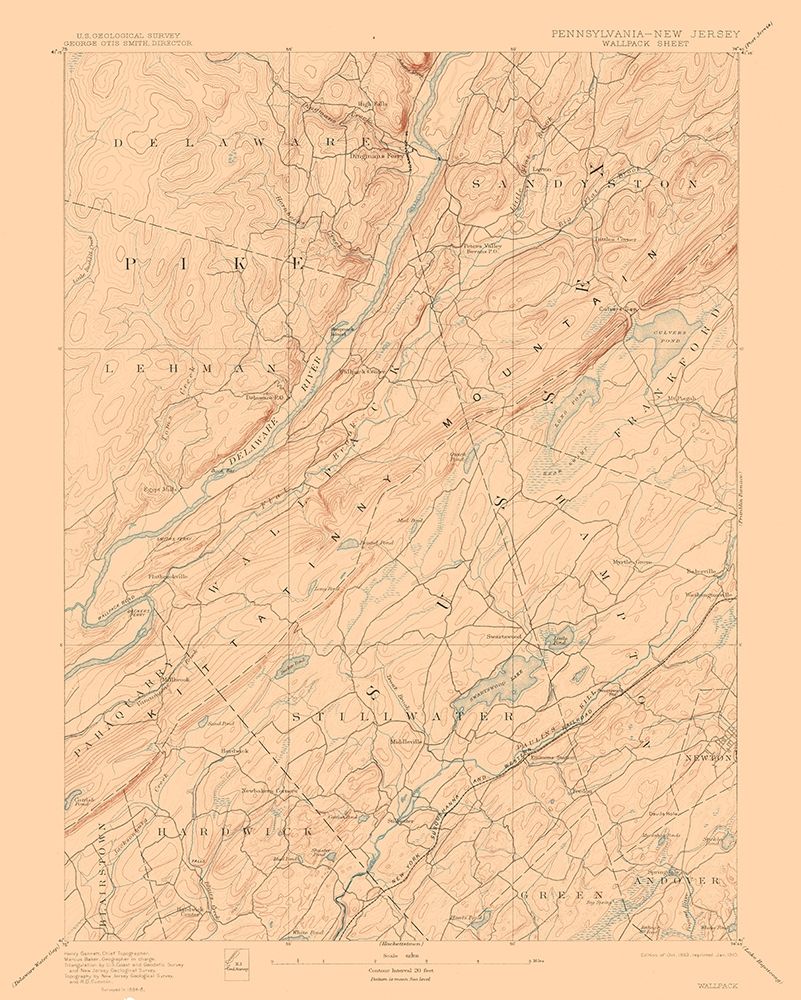 Pennsylvania Wallpack Sheet - USGS 1893 art print by USGS for $57.95 CAD