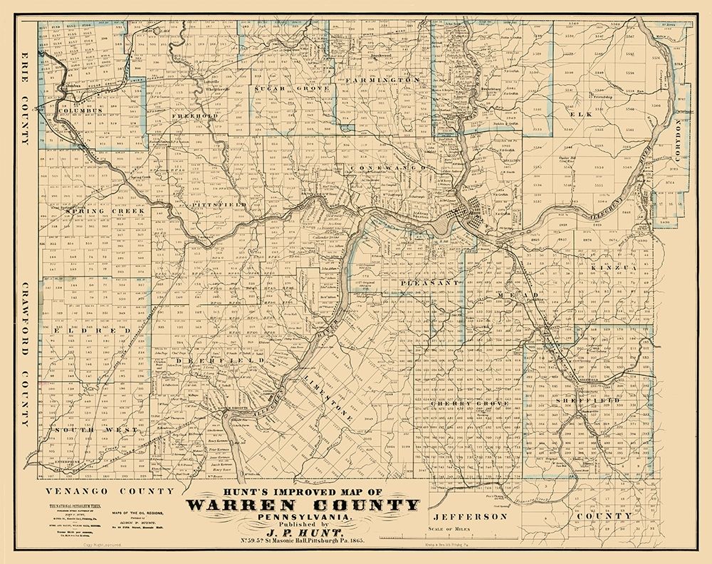 Warren County Pennsylvania - Hunt 1865 art print by Hunt for $57.95 CAD