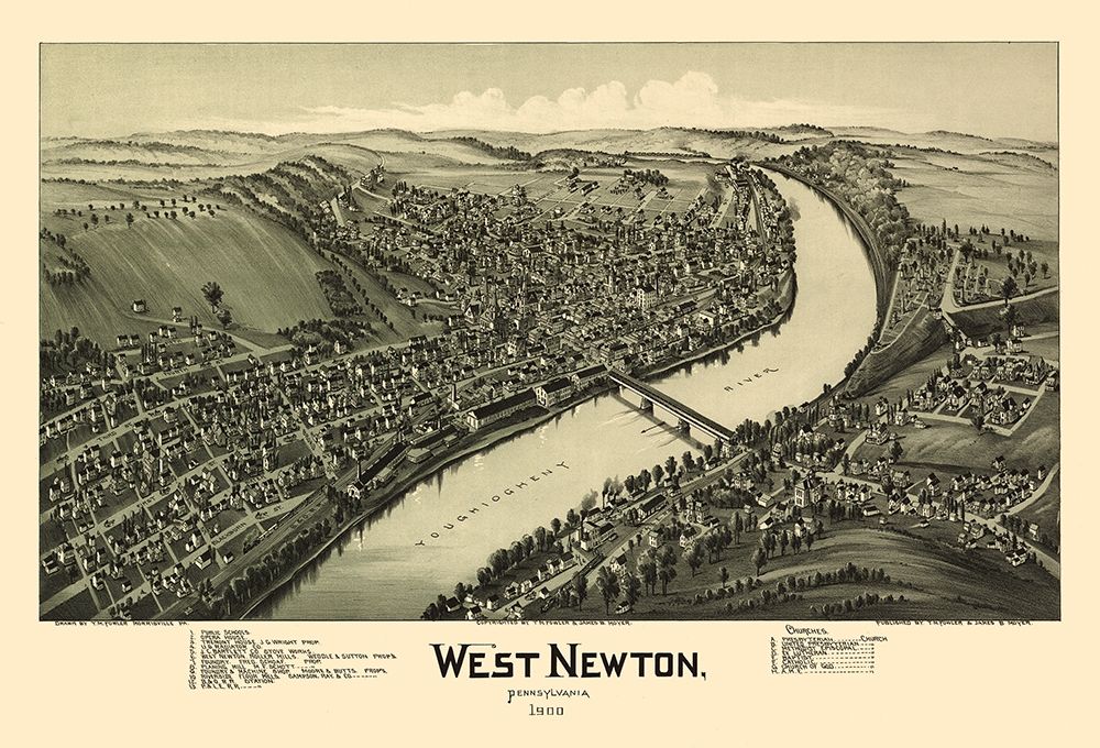 West Newton Pennsylvania - Fowler 1900  art print by Fowler for $57.95 CAD