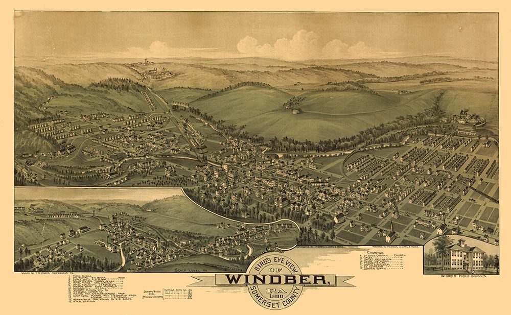 Windber Pennsylvania - Fowler 1900  art print by Fowler for $57.95 CAD
