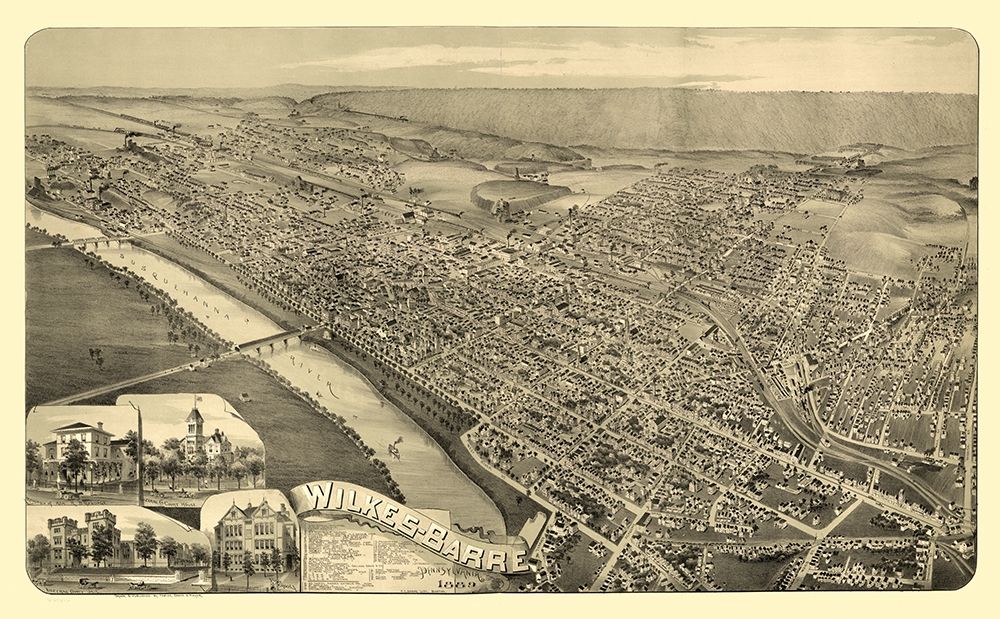 Wilkes Barre Pennsylvania - Moyer 1889  art print by Moyer for $57.95 CAD