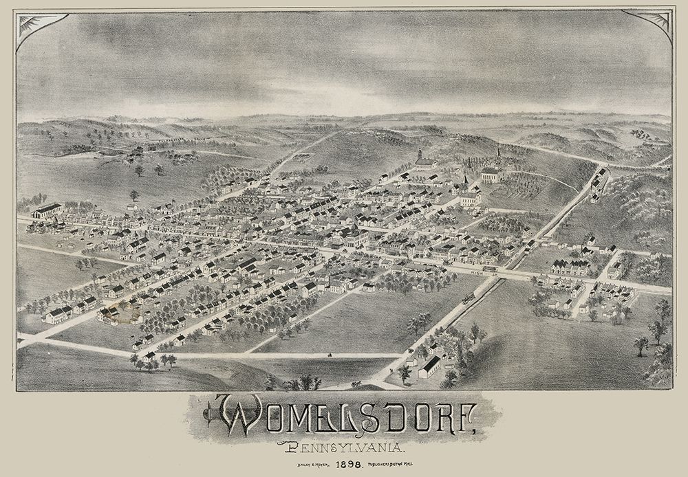 Womelsdorf Pennsylvania - Moyer 1898  art print by Moyer for $57.95 CAD