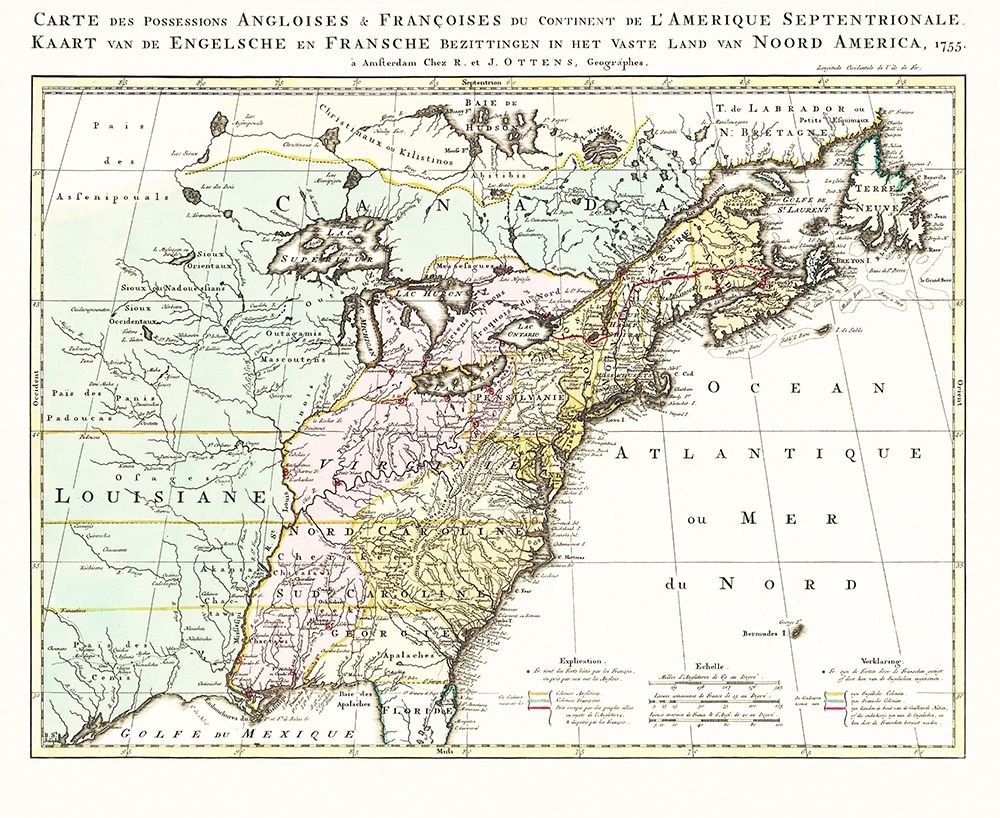 English French Possessions North America art print by Ottens for $57.95 CAD