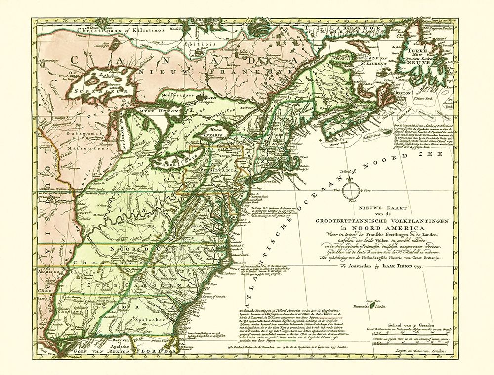 Great Britain Colonies North America - Tirion 1755 art print by Tirion for $57.95 CAD
