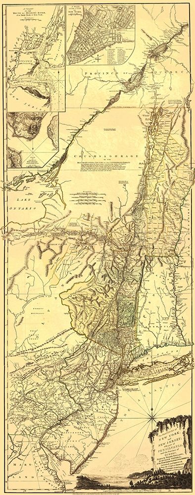 Provinces of New York New Jersey - Pownall 1776 art print by Pownall for $57.95 CAD