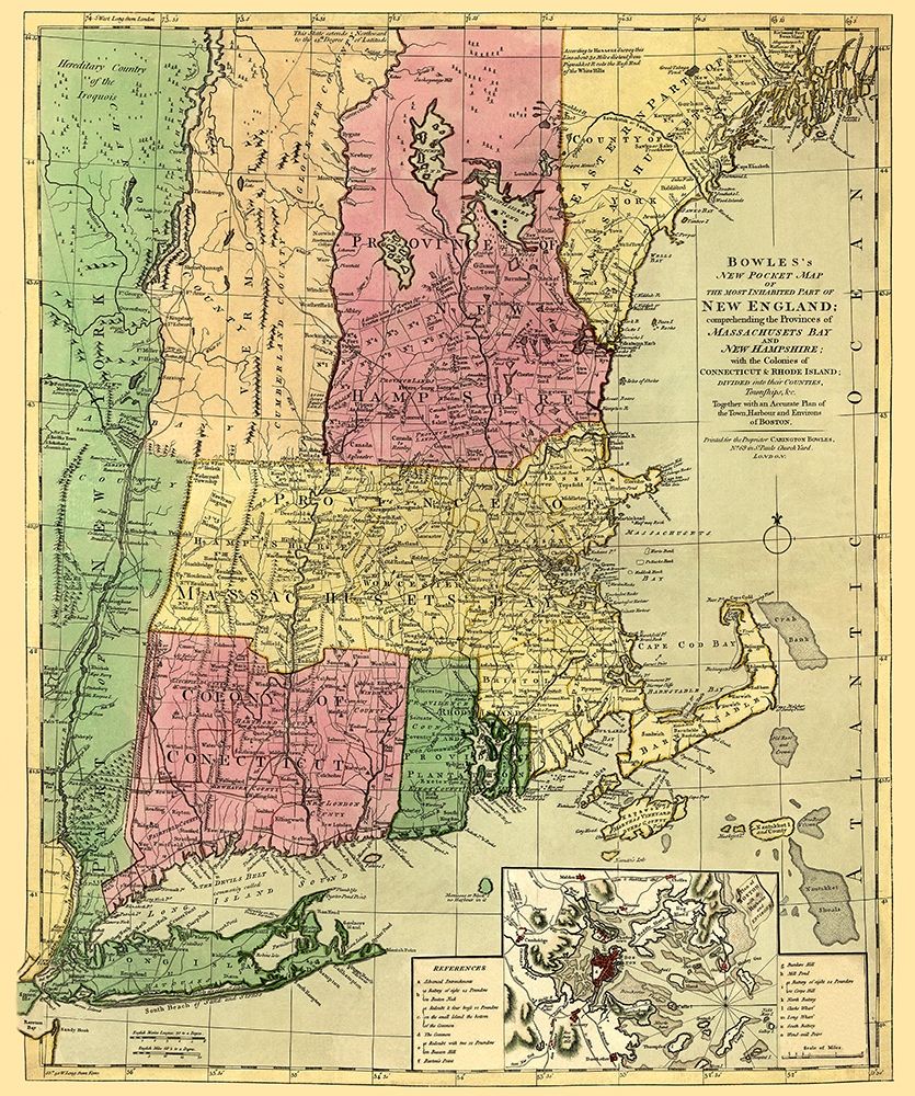 Inhabited Part of New England - Bowles 1780 art print by Bowles for $57.95 CAD