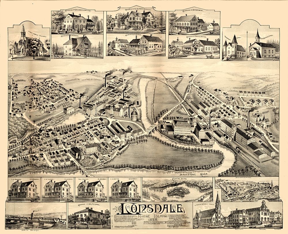 Lonsdale Rhode Island - Bailey 1888  art print by Bailey for $57.95 CAD