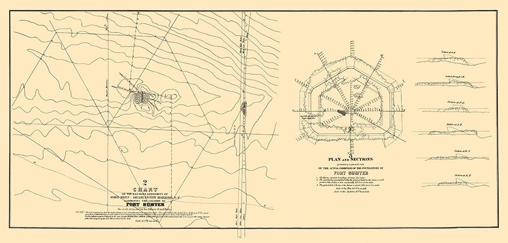 Fort Sumter, Charleston Harbor - Bowen 1835 art print by Bowen for $49.95 CAD