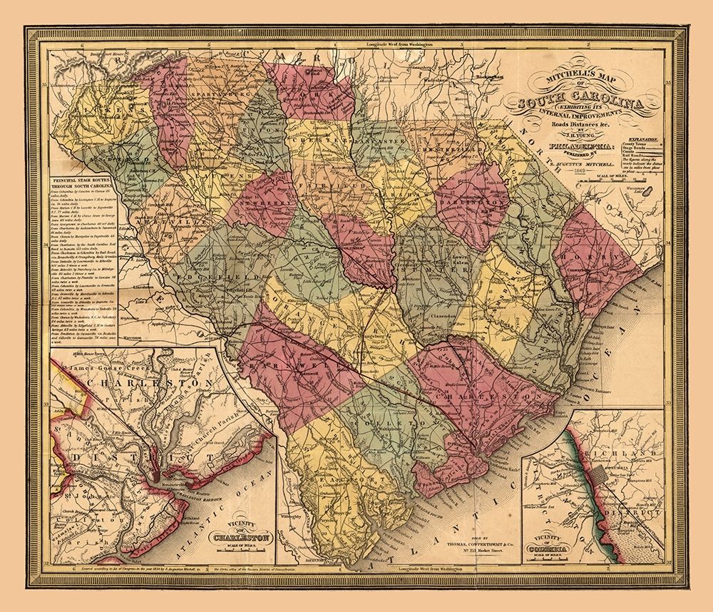 South Carolina - Mitchell 1849  art print by Mitchell for $57.95 CAD