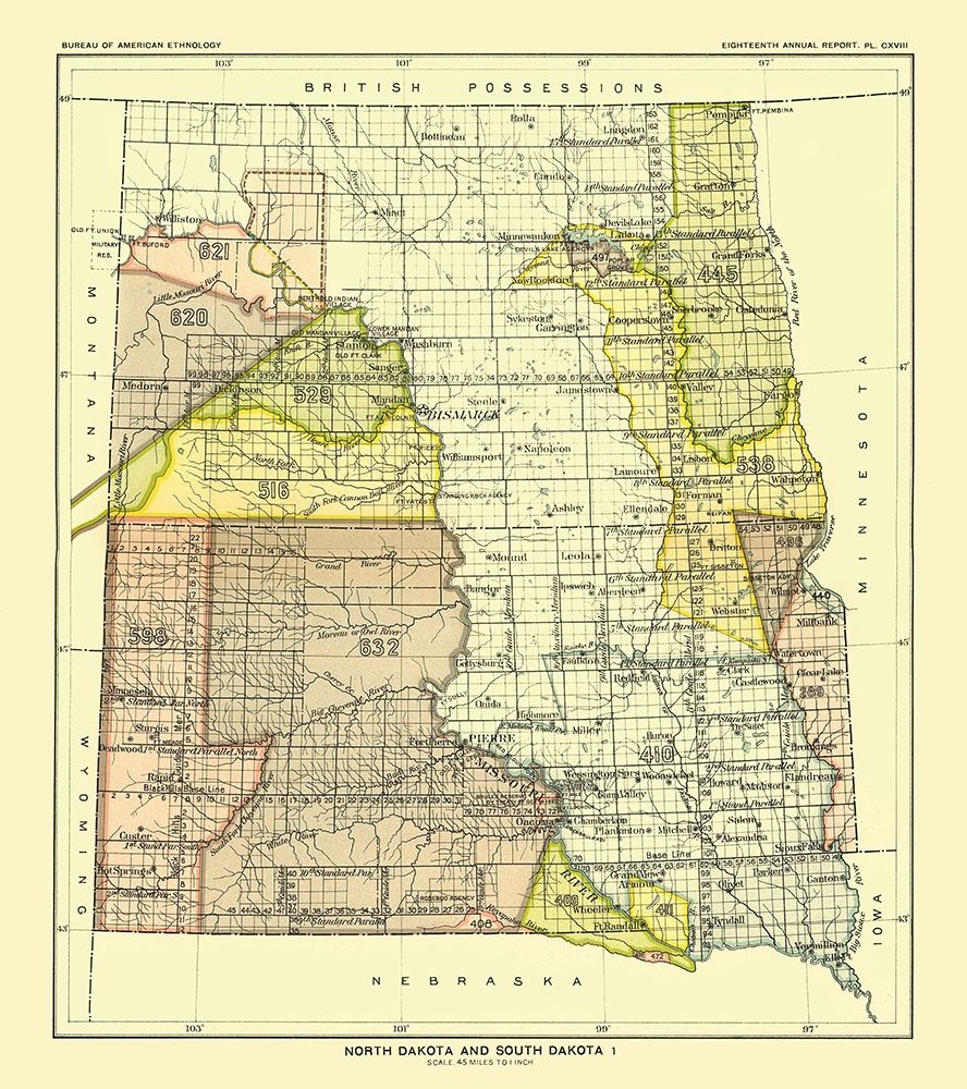 North and South Dakota - Bismarck - Hoen 1896 art print by Hoen for $57.95 CAD