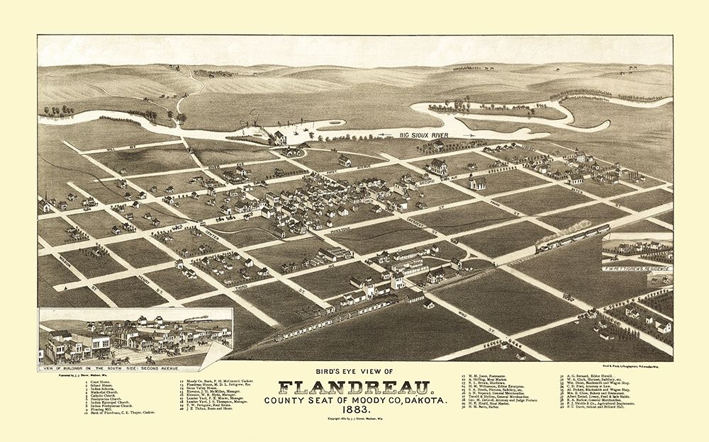 Flandreau South Dakota - Stoner 1883 art print by Stoner for $57.95 CAD