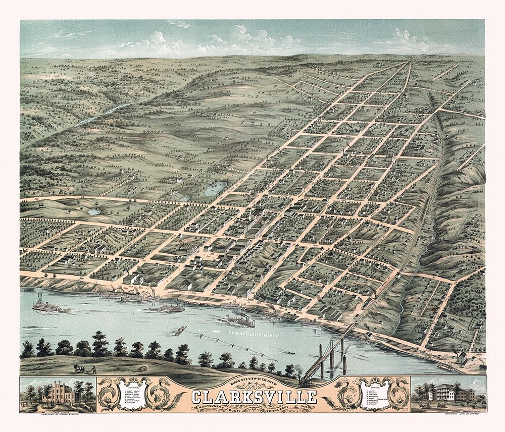 Clarksville Tennessee - Stoner 1870  art print by Stoner for $57.95 CAD