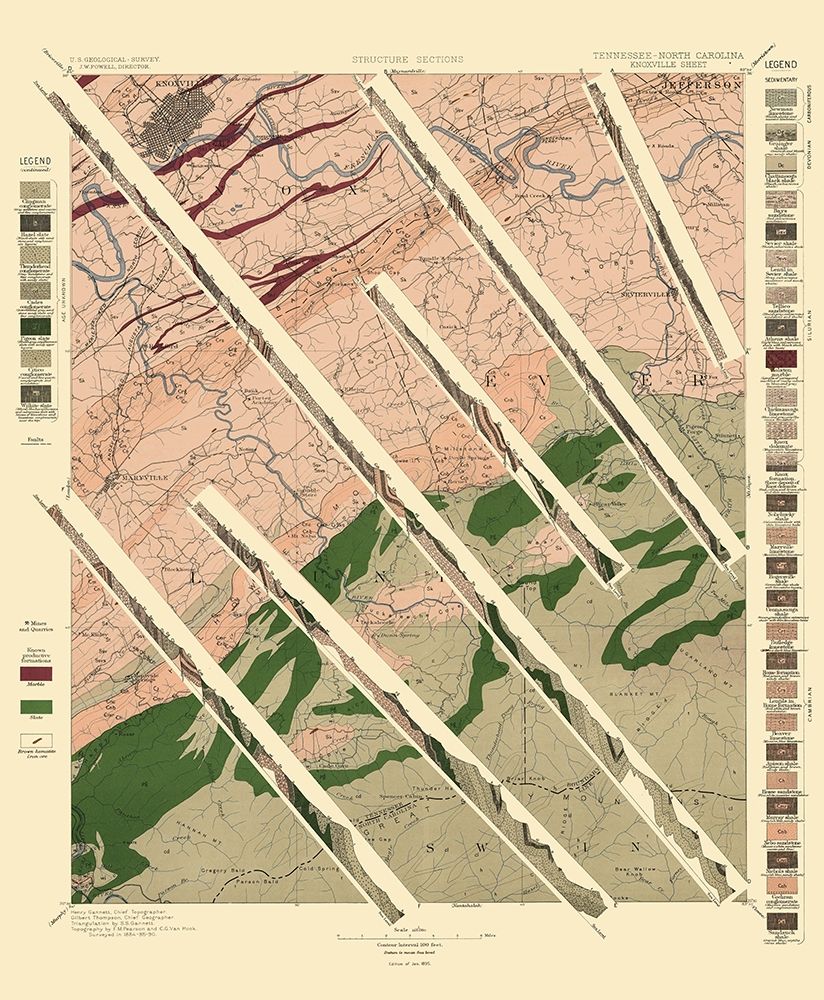 Knoxville Tennessee North Carolina Sheet art print by USGS for $57.95 CAD