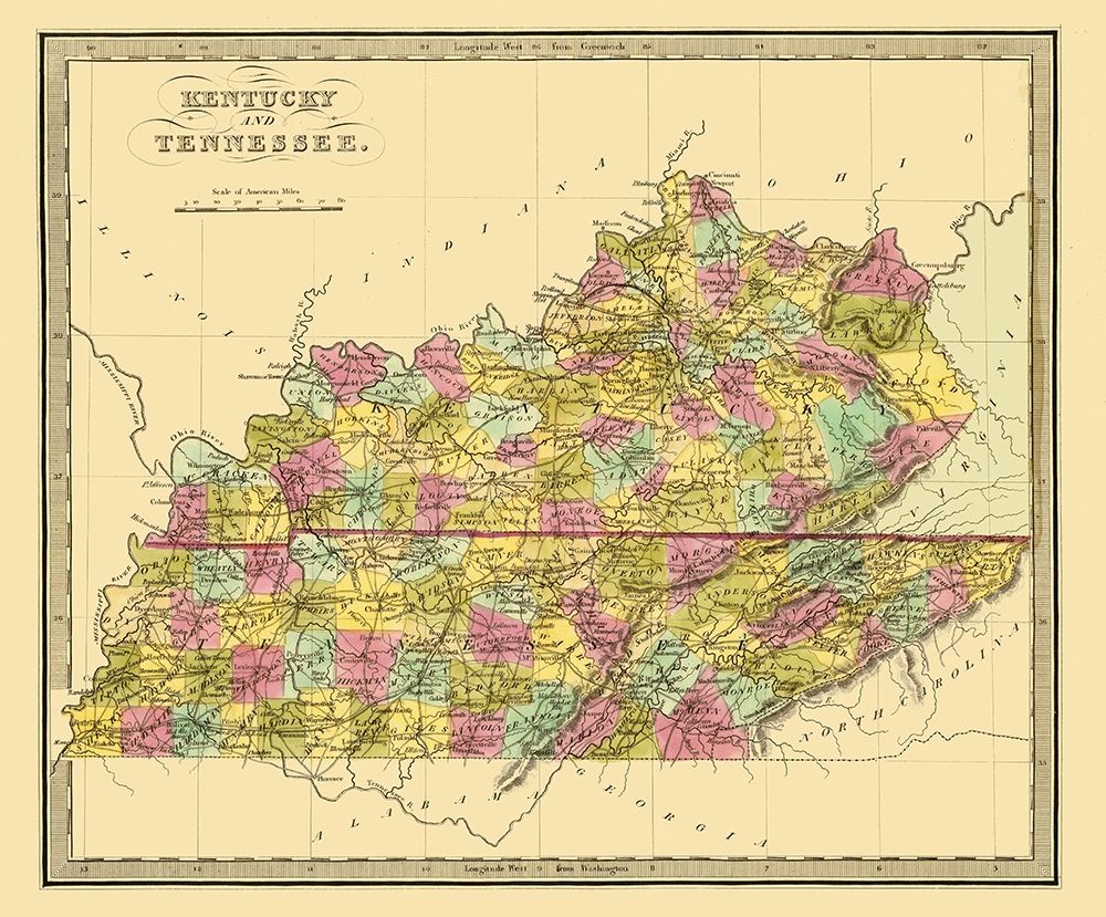 Kentucky, Tennessee - Brattleboro 1840 art print by Brattleboro for $57.95 CAD