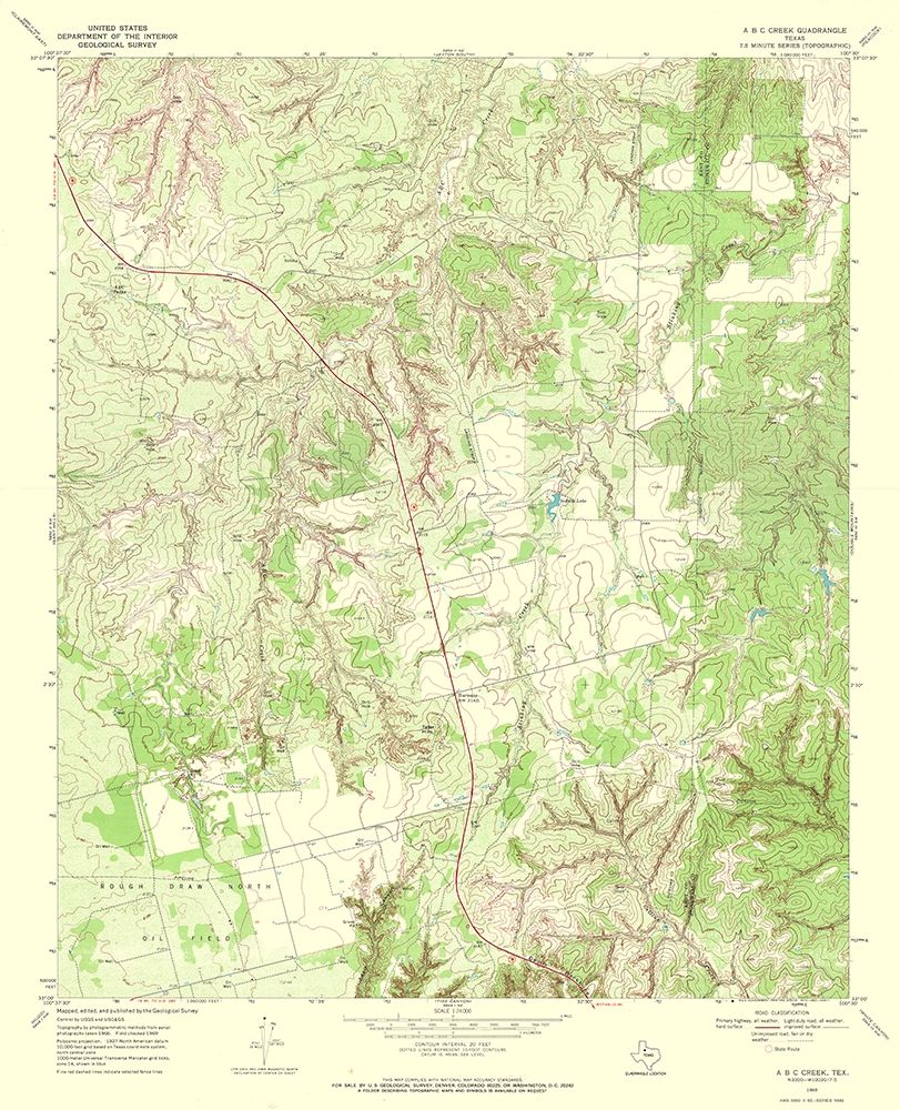 A B C Creek Texas Quad - USGS 1969 art print by USGS for $57.95 CAD