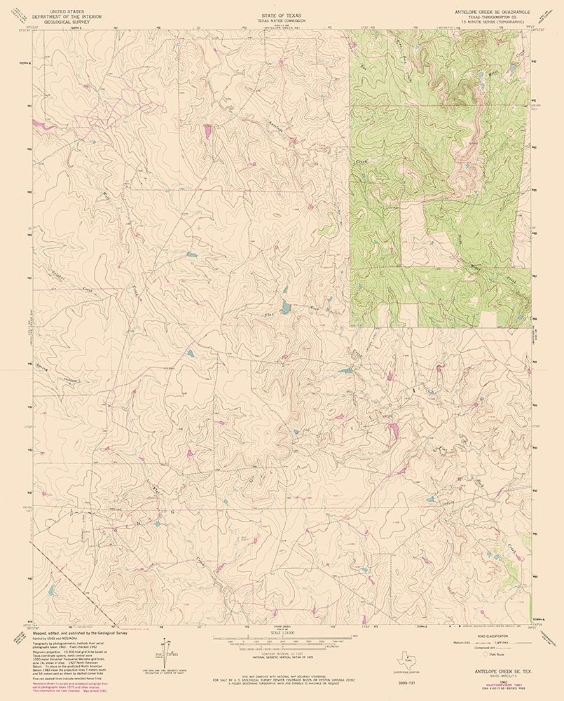 South East Antelope Creek Texas Quad - USGS 1962 art print by USGS for $57.95 CAD